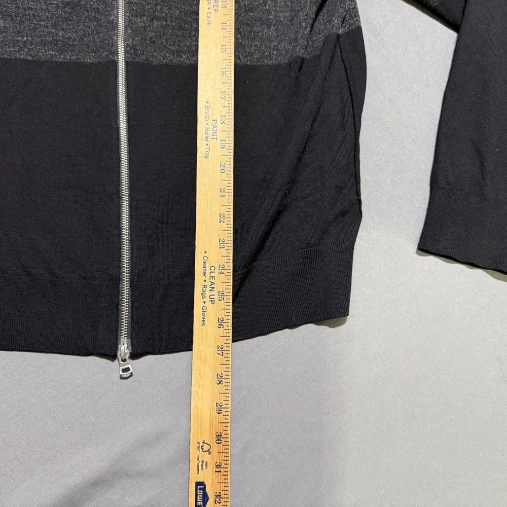 Theory Full Zip Cardigan Mens XL Black Gray Wool Blend Colorblock Sweater